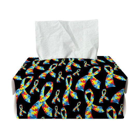 Autism Awareness Ribbon Pattern Print Rectangle Tissue Box Cover