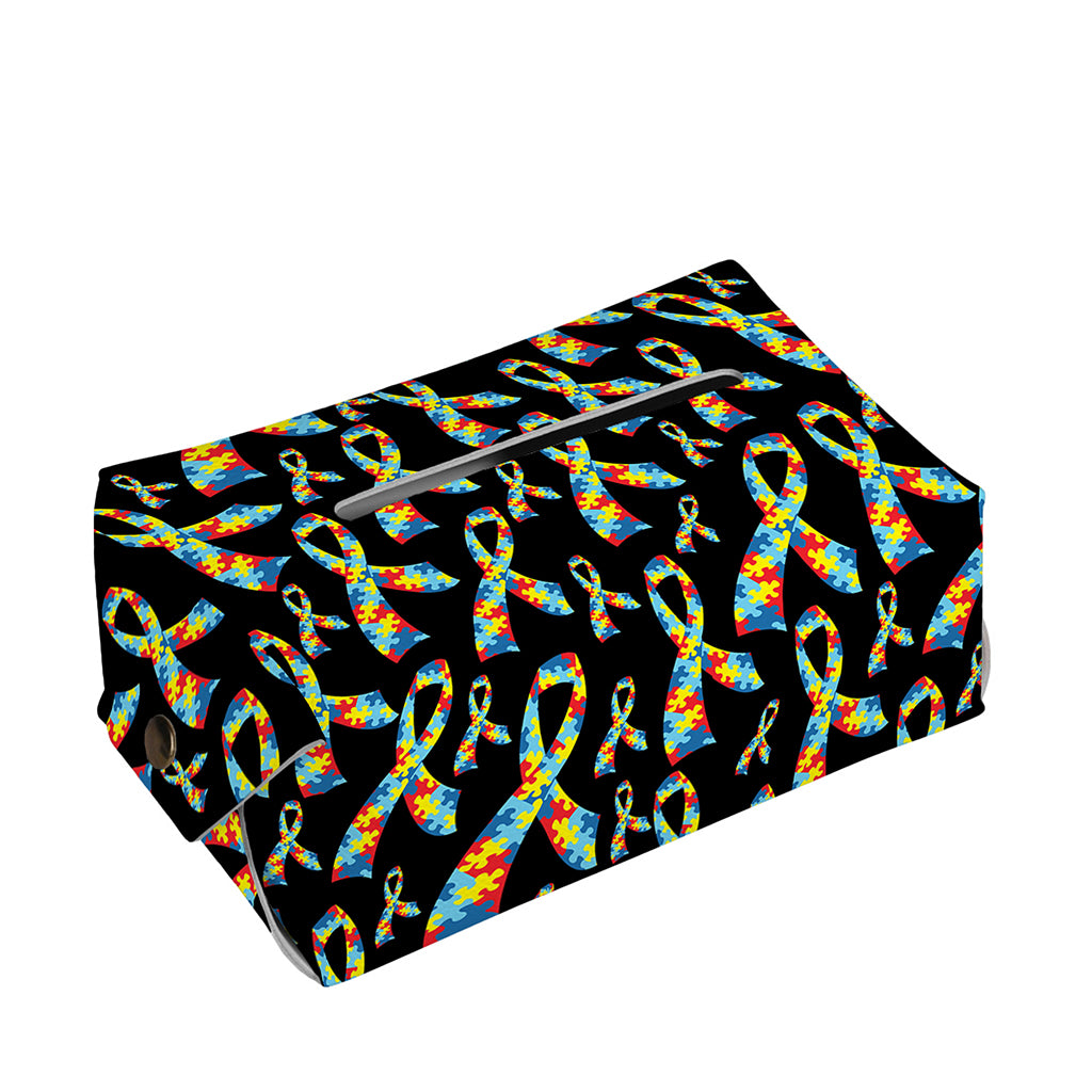 Autism Awareness Ribbon Pattern Print Rectangle Tissue Box Cover