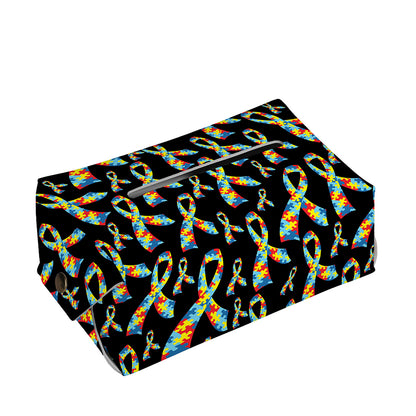 Autism Awareness Ribbon Pattern Print Rectangle Tissue Box Cover
