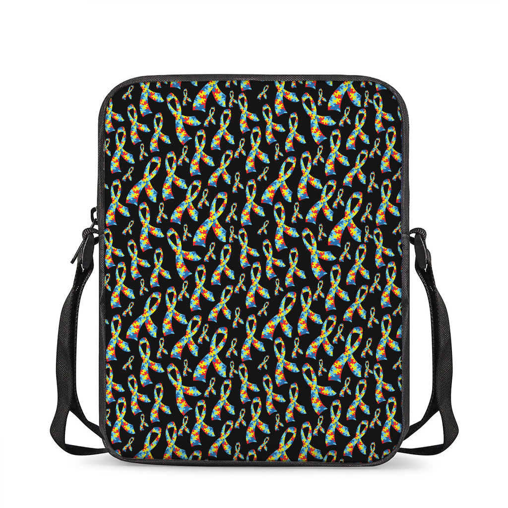 Autism Awareness Ribbon Pattern Print Rectangular Crossbody Bag