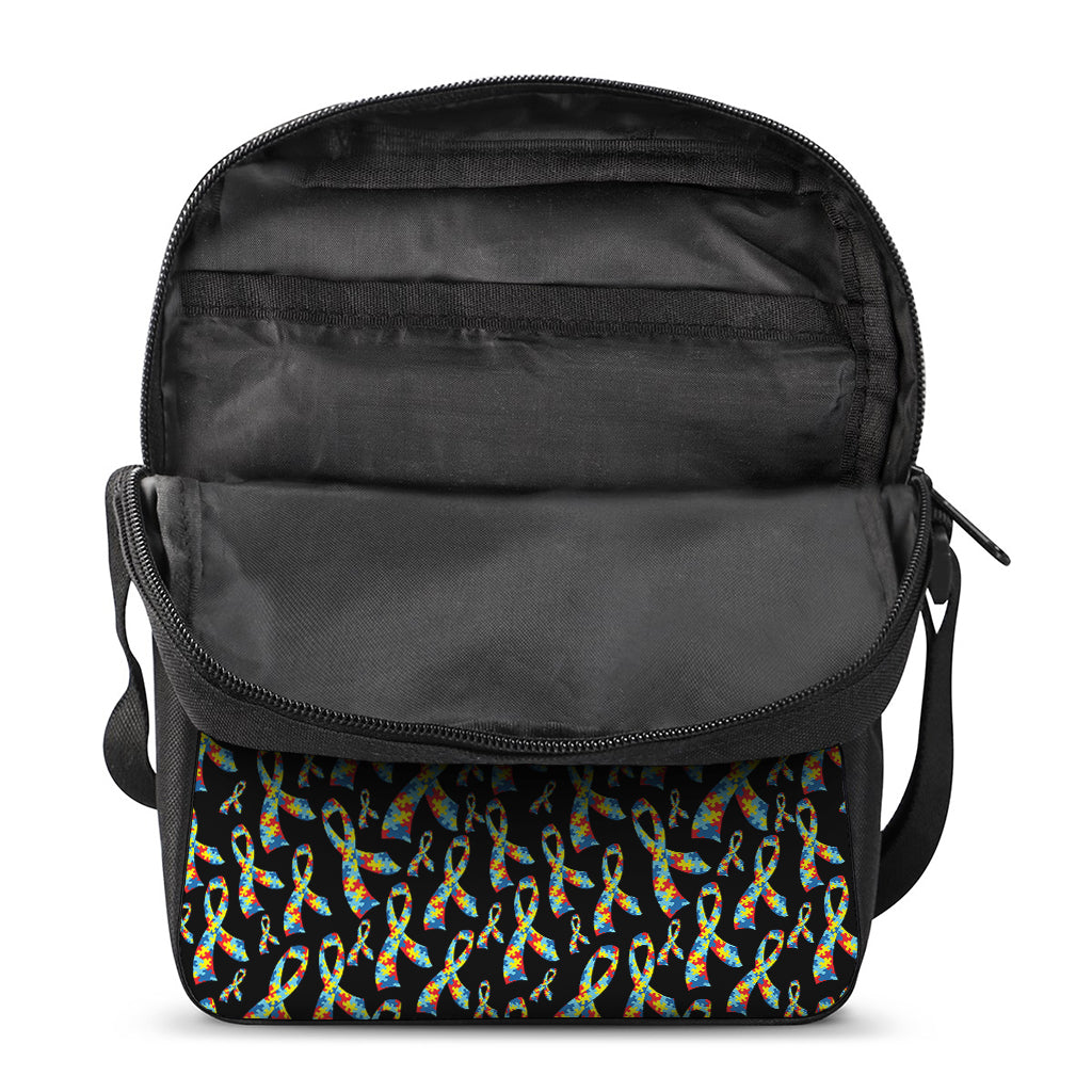 Autism Awareness Ribbon Pattern Print Rectangular Crossbody Bag