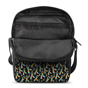 Autism Awareness Ribbon Pattern Print Rectangular Crossbody Bag