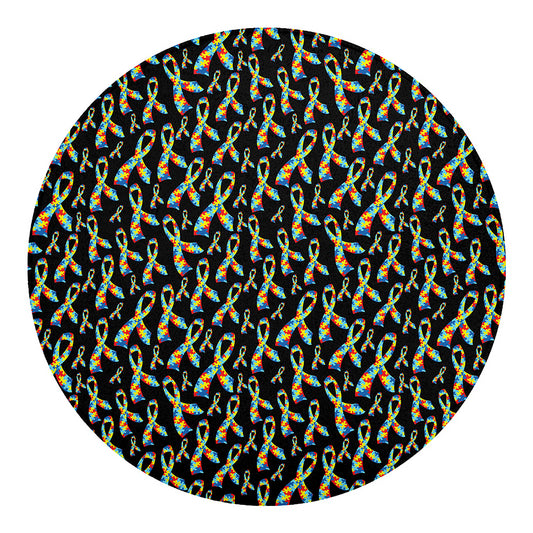 Autism Awareness Ribbon Pattern Print Round Blanket