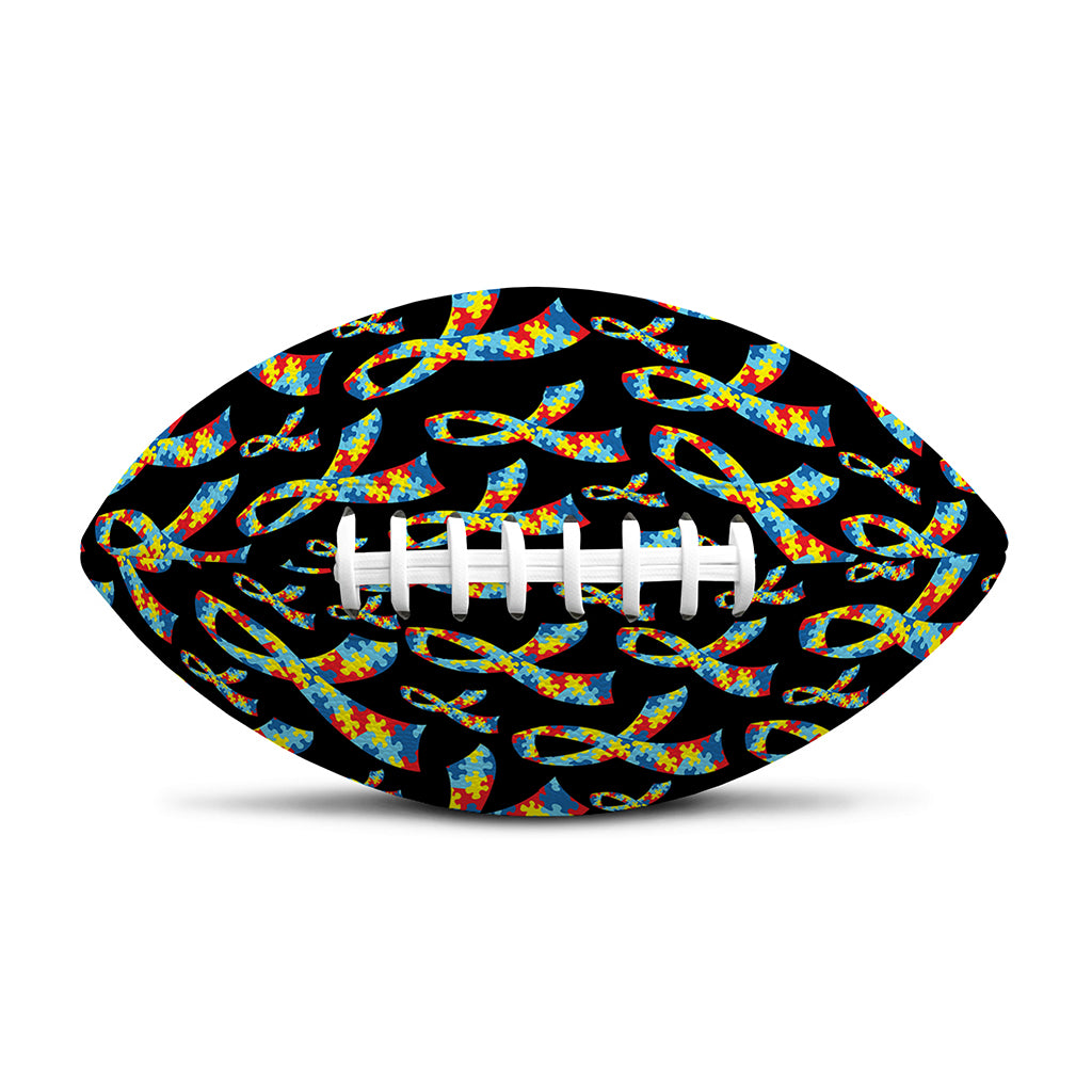 Autism Awareness Ribbon Pattern Print Rugby Ball