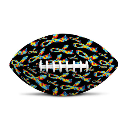 Autism Awareness Ribbon Pattern Print Rugby Ball