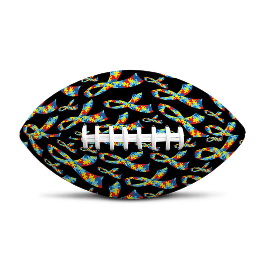 Autism Awareness Ribbon Pattern Print Rugby Ball