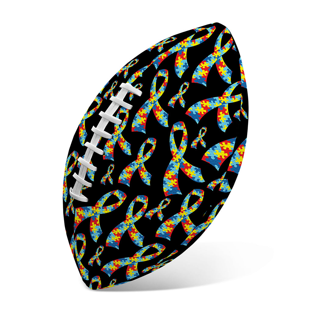 Autism Awareness Ribbon Pattern Print Rugby Ball