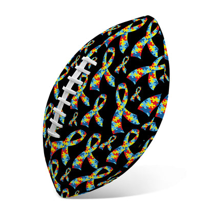 Autism Awareness Ribbon Pattern Print Rugby Ball