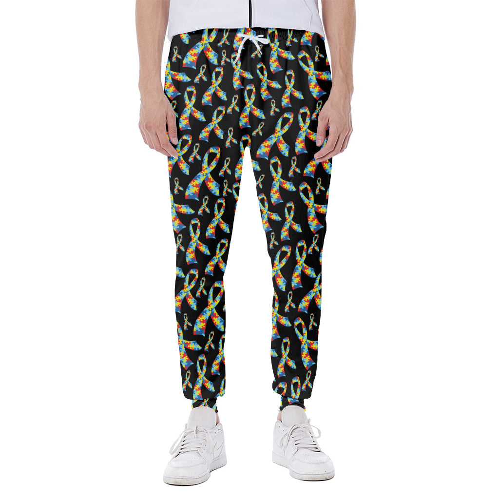 Autism Awareness Ribbon Pattern Print Scuba Joggers