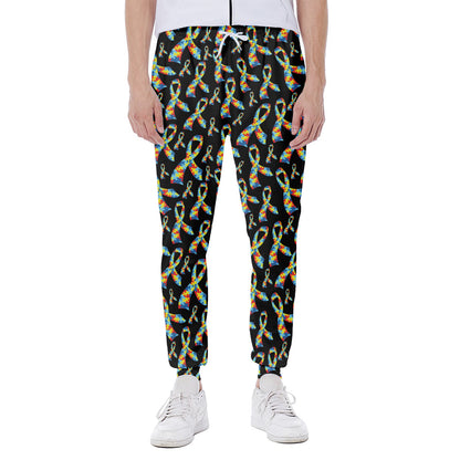 Autism Awareness Ribbon Pattern Print Scuba Joggers