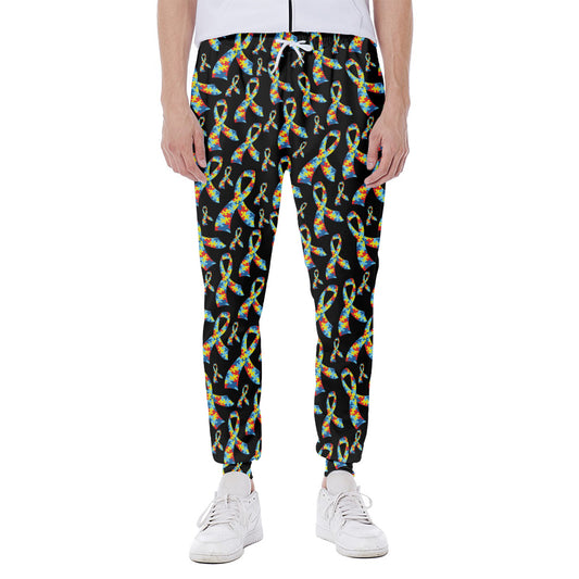 Autism Awareness Ribbon Pattern Print Scuba Joggers