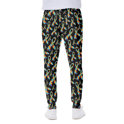 Autism Awareness Ribbon Pattern Print Scuba Joggers
