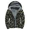 Autism Awareness Ribbon Pattern Print Sherpa Lined Zip Up Hoodie