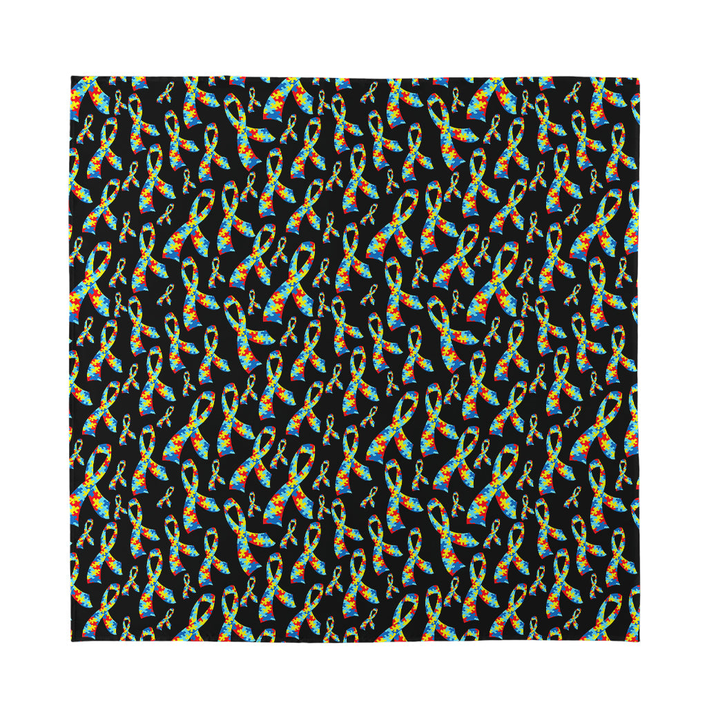 Autism Awareness Ribbon Pattern Print Silk Bandana