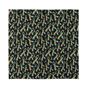 Autism Awareness Ribbon Pattern Print Silk Bandana