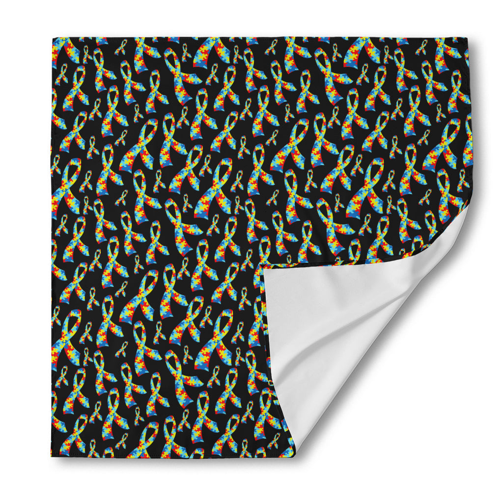 Autism Awareness Ribbon Pattern Print Silk Bandana