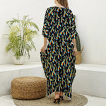 Autism Awareness Ribbon Pattern Print Silk V-Neck Kaftan Dress