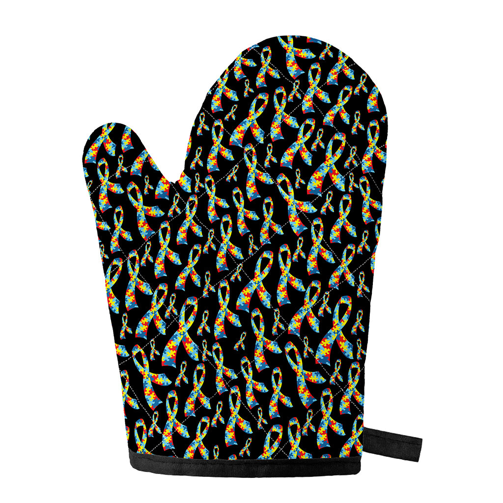 Autism Awareness Ribbon Pattern Print Single Oven Mitt