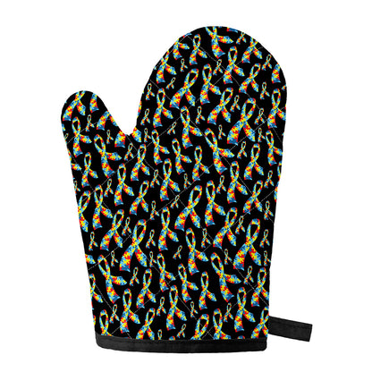 Autism Awareness Ribbon Pattern Print Single Oven Mitt
