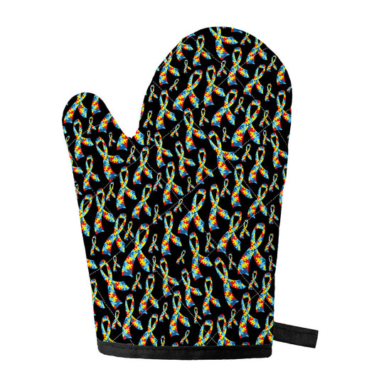 Autism Awareness Ribbon Pattern Print Single Oven Mitt