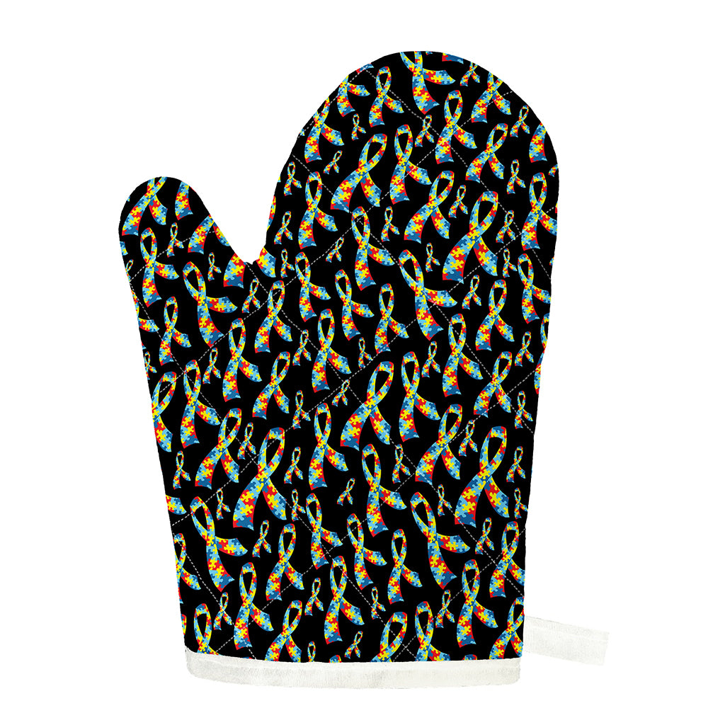 Autism Awareness Ribbon Pattern Print Single Oven Mitt