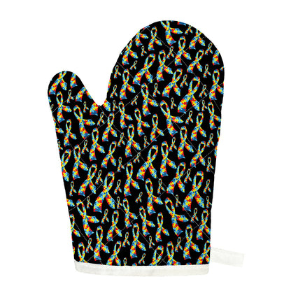Autism Awareness Ribbon Pattern Print Single Oven Mitt