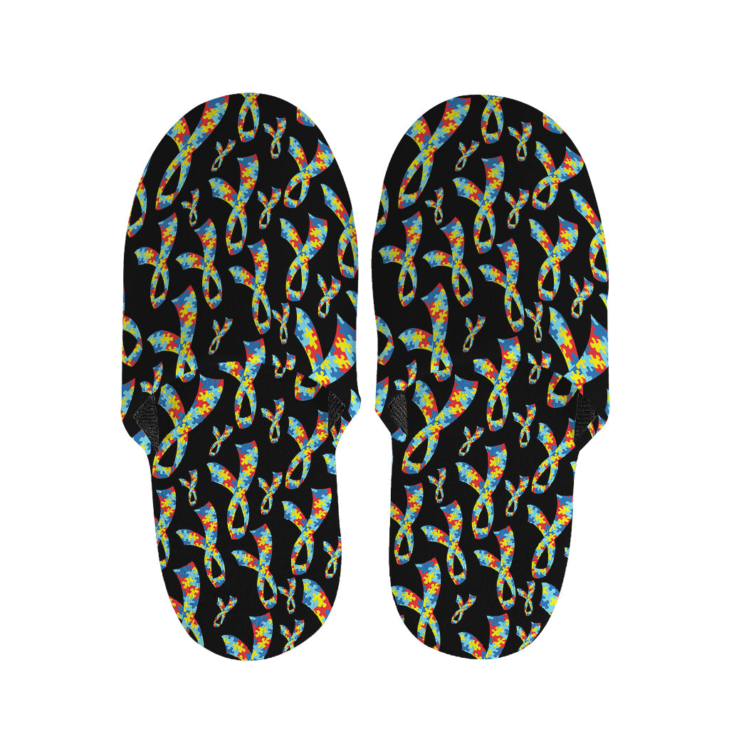 Autism Awareness Ribbon Pattern Print Slippers