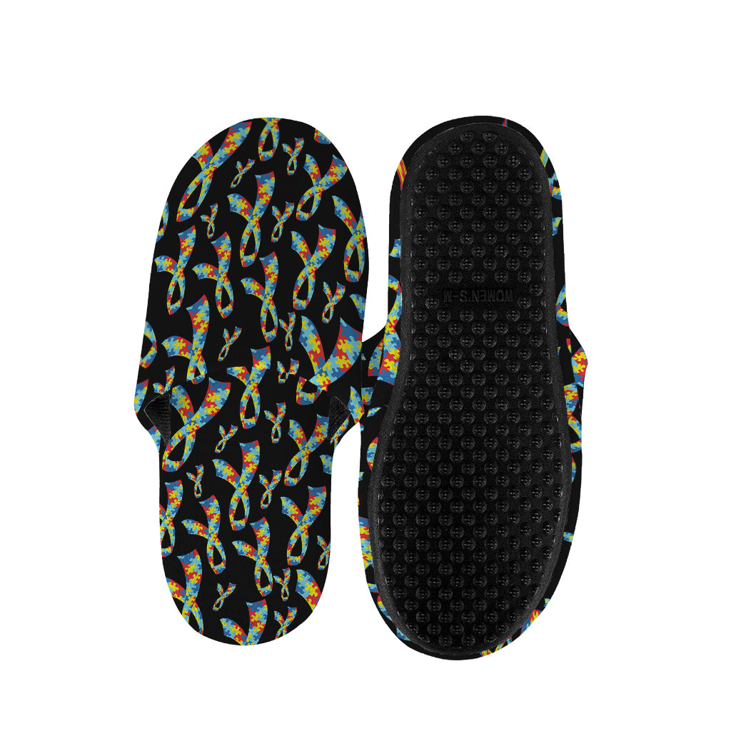 Autism Awareness Ribbon Pattern Print Slippers