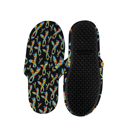 Autism Awareness Ribbon Pattern Print Slippers