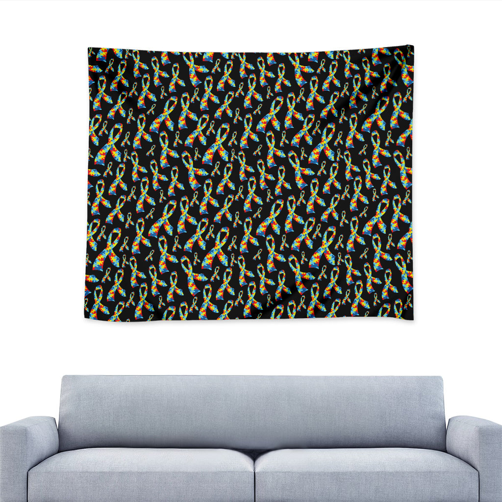 Autism Awareness Ribbon Pattern Print Tapestry