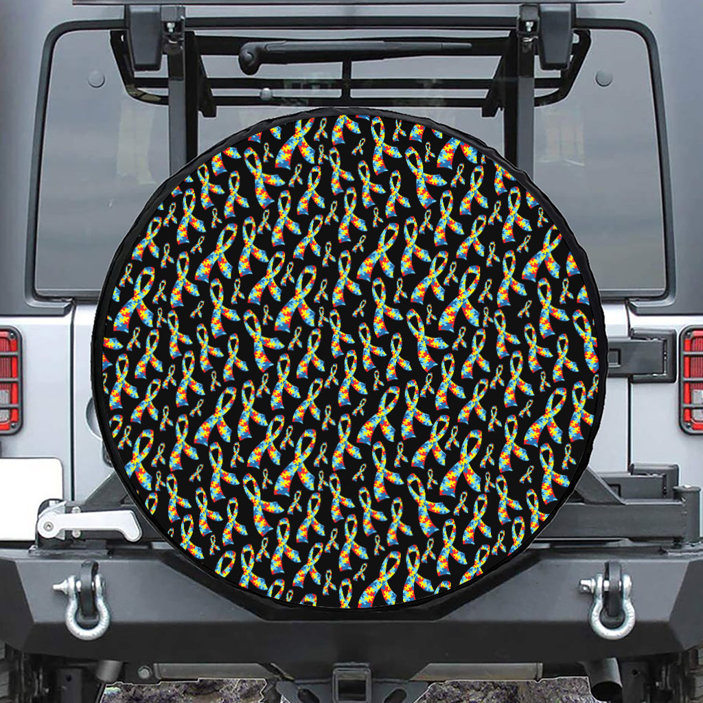 Autism Awareness Ribbon Pattern Print Tire Cover
