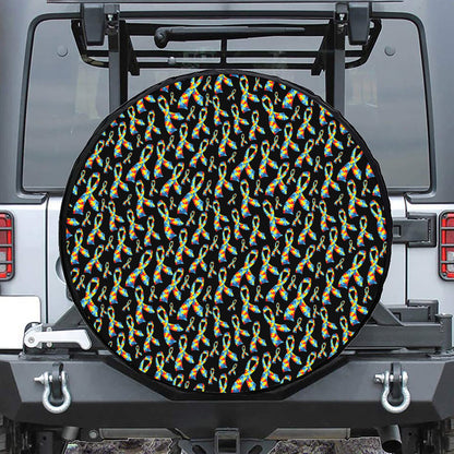 Autism Awareness Ribbon Pattern Print Tire Cover