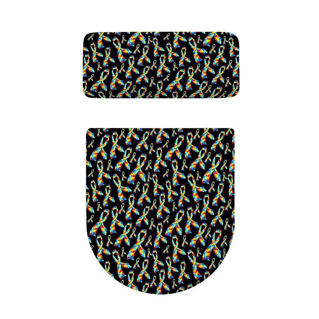 Autism Awareness Ribbon Pattern Print Toilet Lid And Tank Cover Set