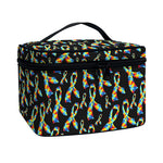 Autism Awareness Ribbon Pattern Print Travel Makeup Bag
