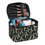Autism Awareness Ribbon Pattern Print Travel Makeup Bag