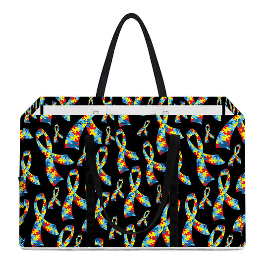 Autism Awareness Ribbon Pattern Print Utility Tote Bag