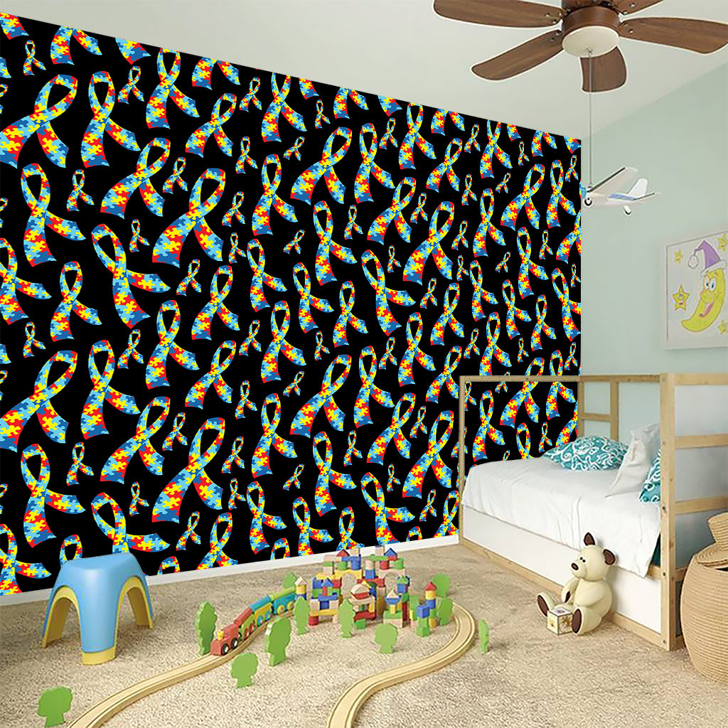 Autism Awareness Ribbon Pattern Print Wall Sticker