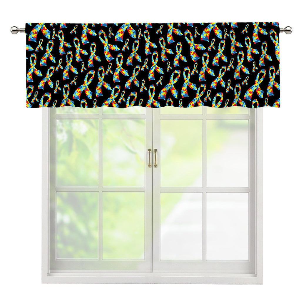 Autism Awareness Ribbon Pattern Print Window Valance