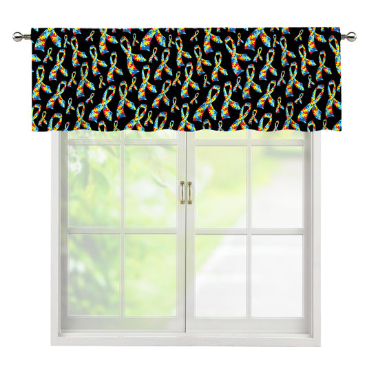 Autism Awareness Ribbon Pattern Print Window Valance