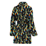 Autism Awareness Ribbon Pattern Print Women's Bathrobe