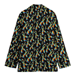 Autism Awareness Ribbon Pattern Print Women's Blazer