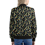 Autism Awareness Ribbon Pattern Print Women's Bomber Jacket