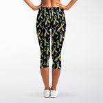 Autism Awareness Ribbon Pattern Print Women's Capri Leggings