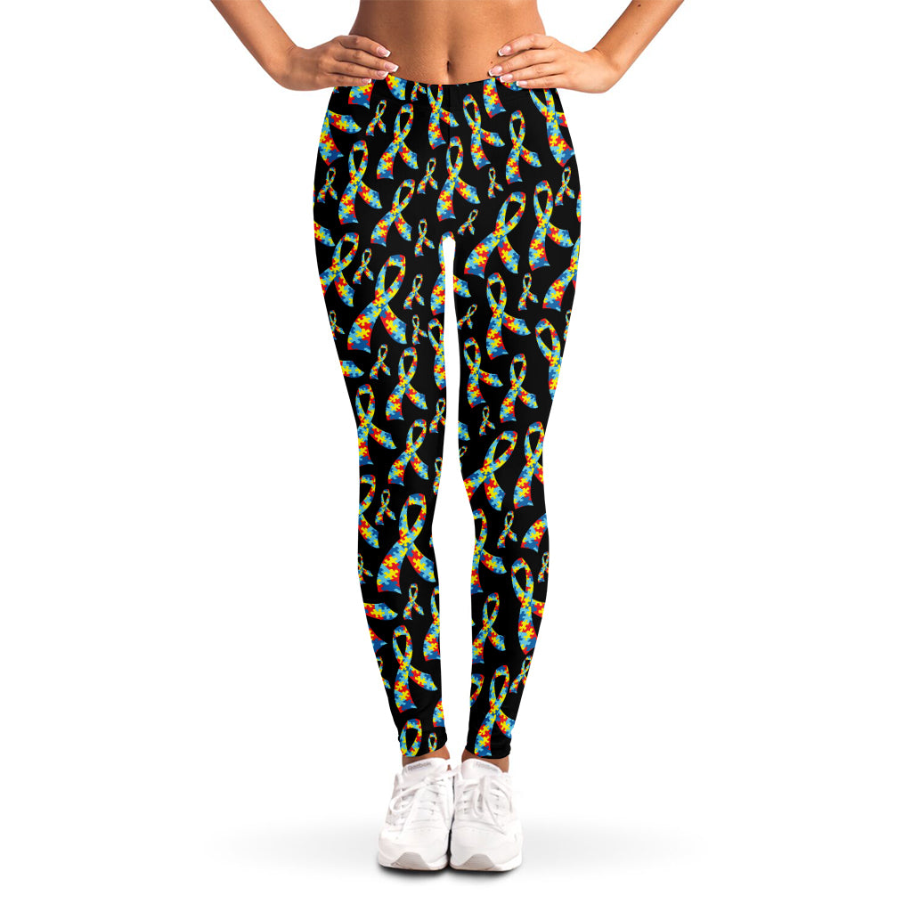 Autism Awareness Ribbon Pattern Print Women's Leggings
