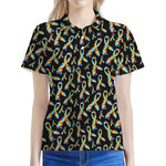 Autism Awareness Ribbon Pattern Print Women's Polo Shirt