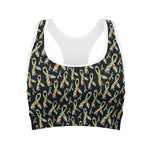 Autism Awareness Ribbon Pattern Print Women's Sports Bra