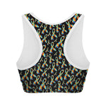 Autism Awareness Ribbon Pattern Print Women's Sports Bra