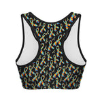Autism Awareness Ribbon Pattern Print Women's Sports Bra