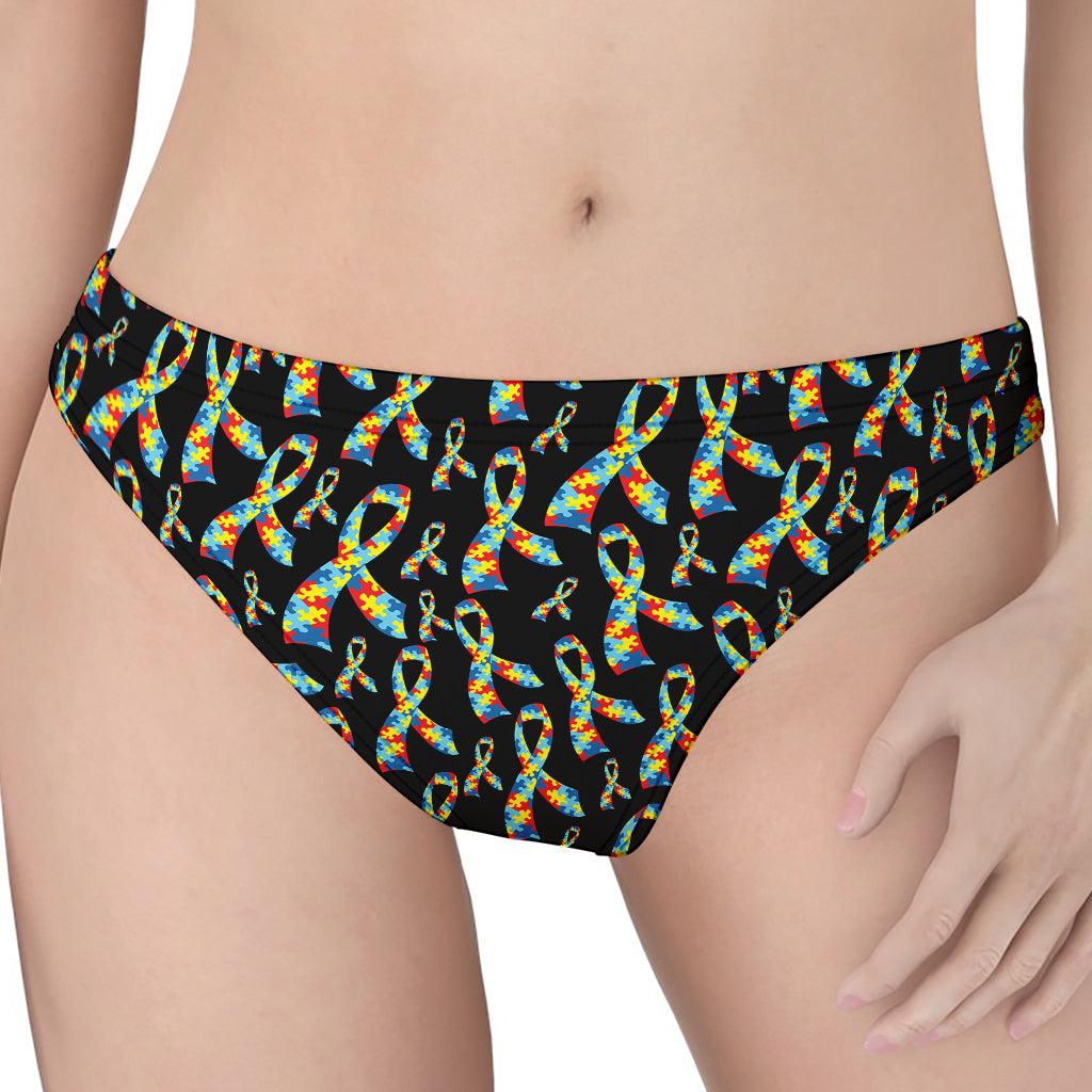 Autism Awareness Ribbon Pattern Print Women's Thong