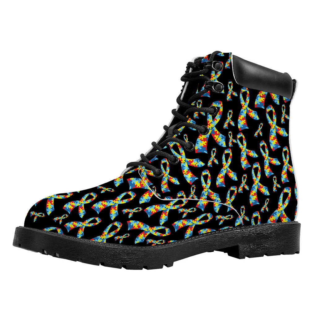 Autism Awareness Ribbon Pattern Print Work Boots